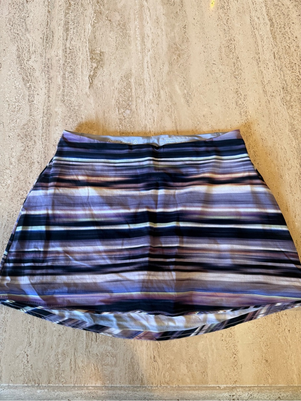 Outdoor Voices Purple and Black Striped Mini Skort